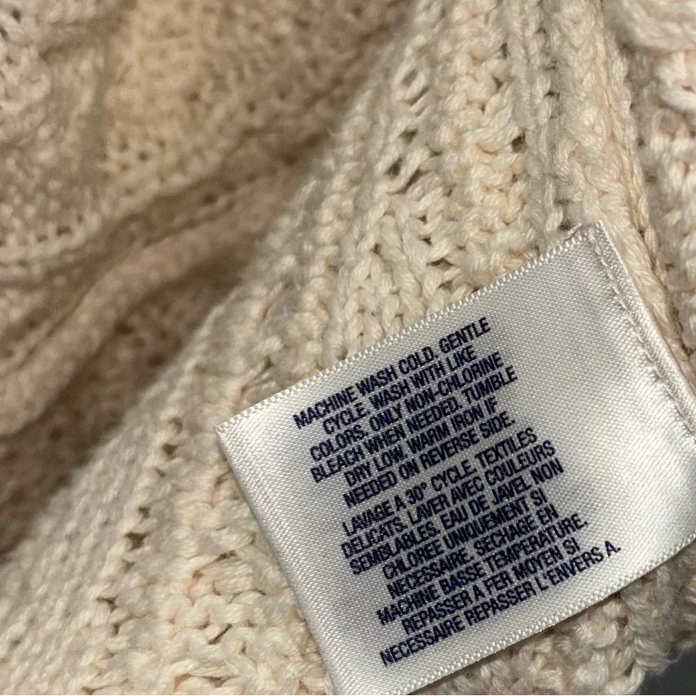 Ralph Lauren Girls Yth S 7/8 Cable Knit Cardigan Cream Ivory Open‎ Front Sweater